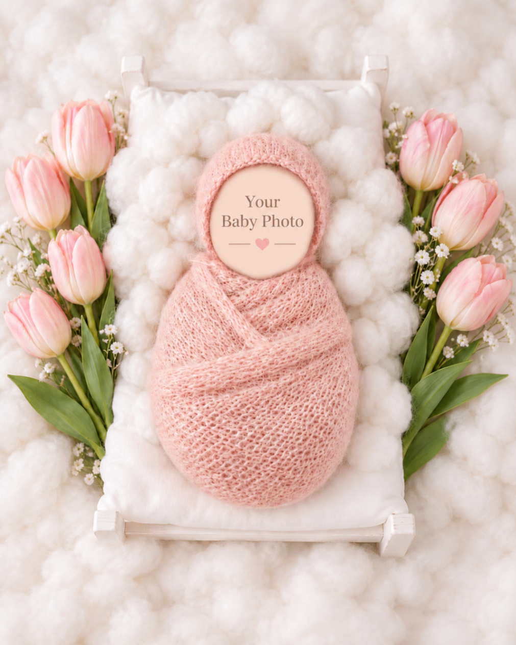 Pink Tulip Dream baby portrait template
