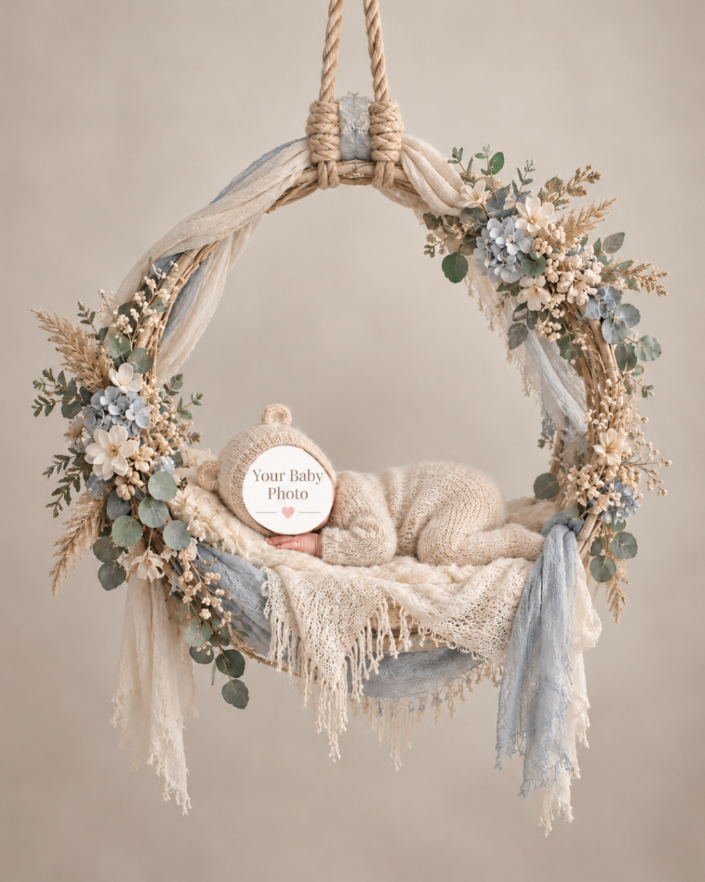 Floral Hoop Swing baby portrait template