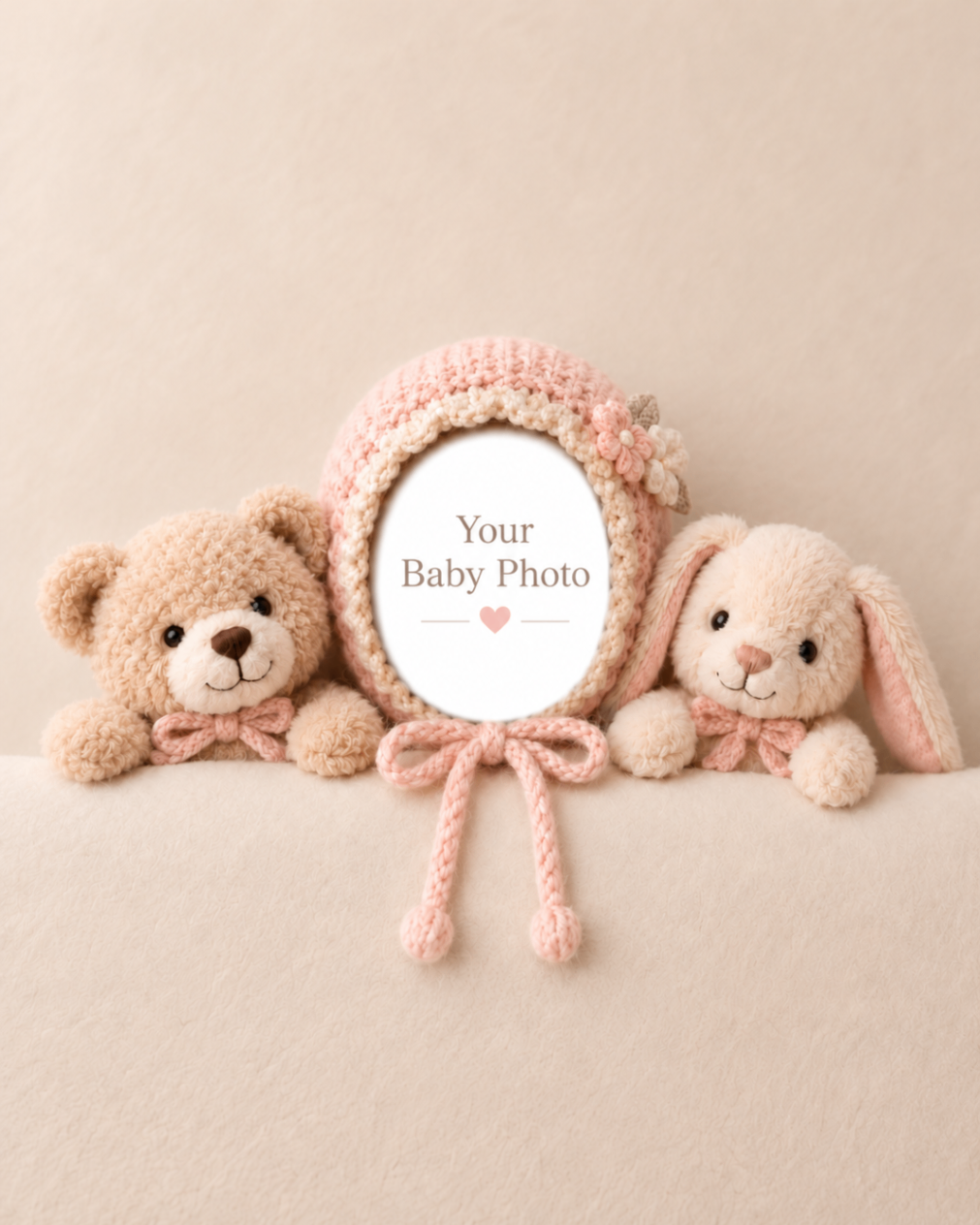 Pink Bonnet Friends baby portrait template