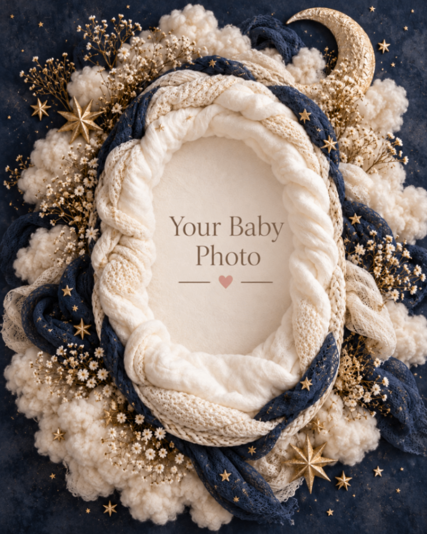 Midnight Star Nest baby portrait template