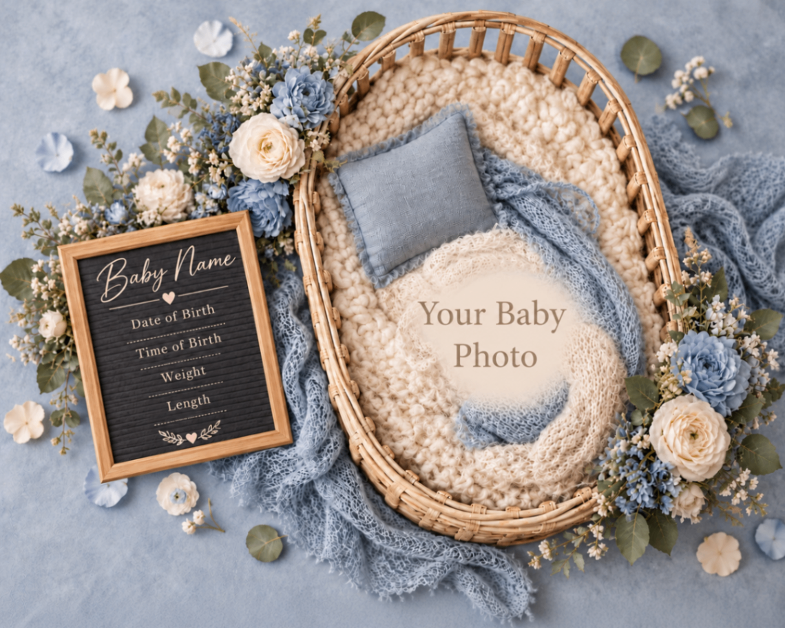 Blue Letterboard Bassinet