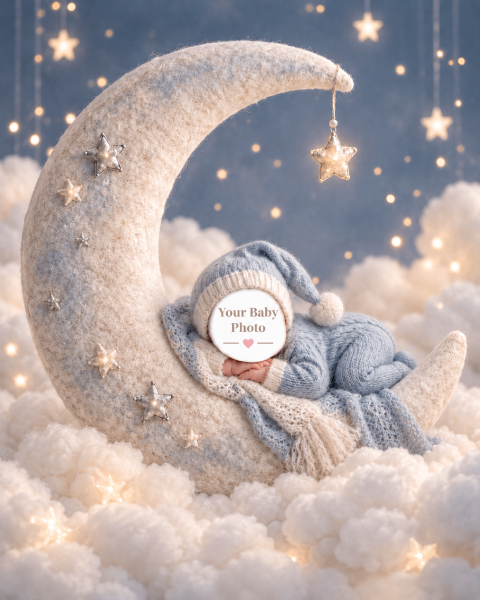 Blue Moon Lullaby baby portrait template