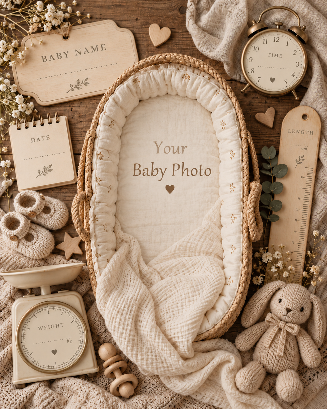 Classic Keepsake Basket baby portrait template