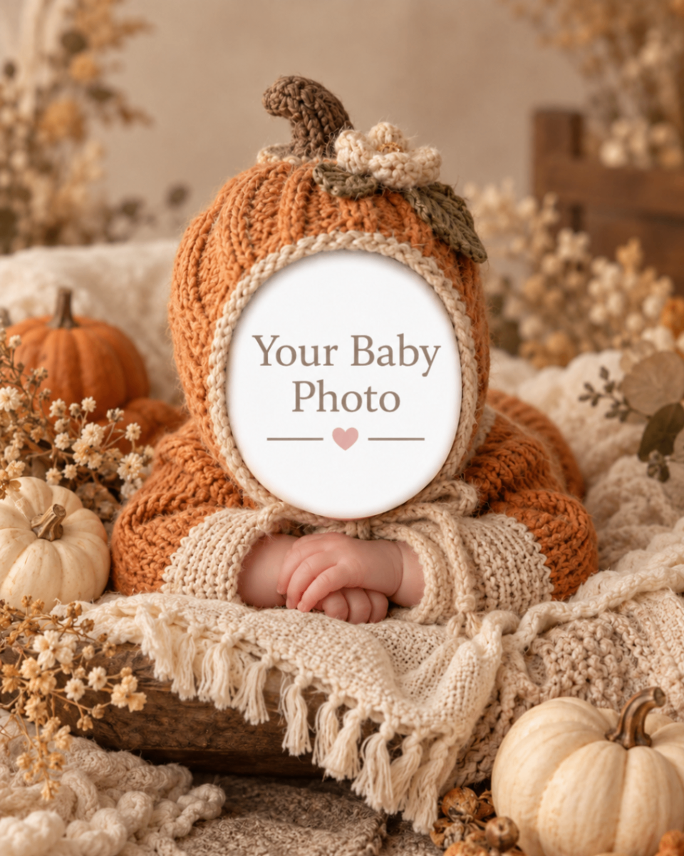 Pumpkin Knit baby portrait template